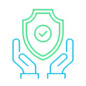 盾のマークを両手で支えるイラストで社会保険による保障を表したアイコン