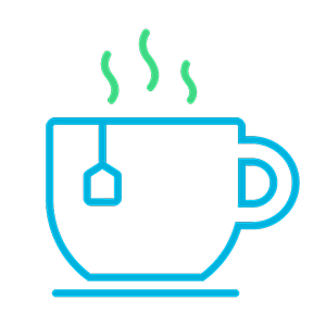 湯気の立つカップのイラストでフリードリンクなど快適なオフィス環境を表すアイコン