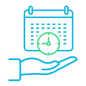 カレンダーと手のイラストで年次有給休暇の取得を示すアイコン