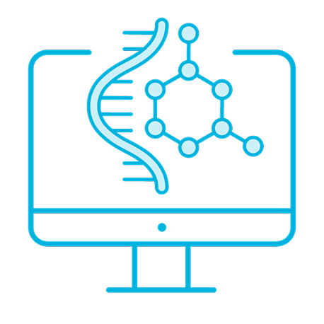 DNAとモニターを組み合わせたアイコン