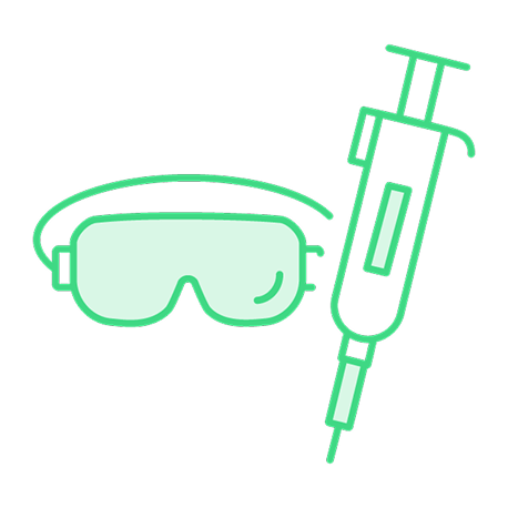 ピペットと保護メガネを描いた実験スキルを象徴するアイコン